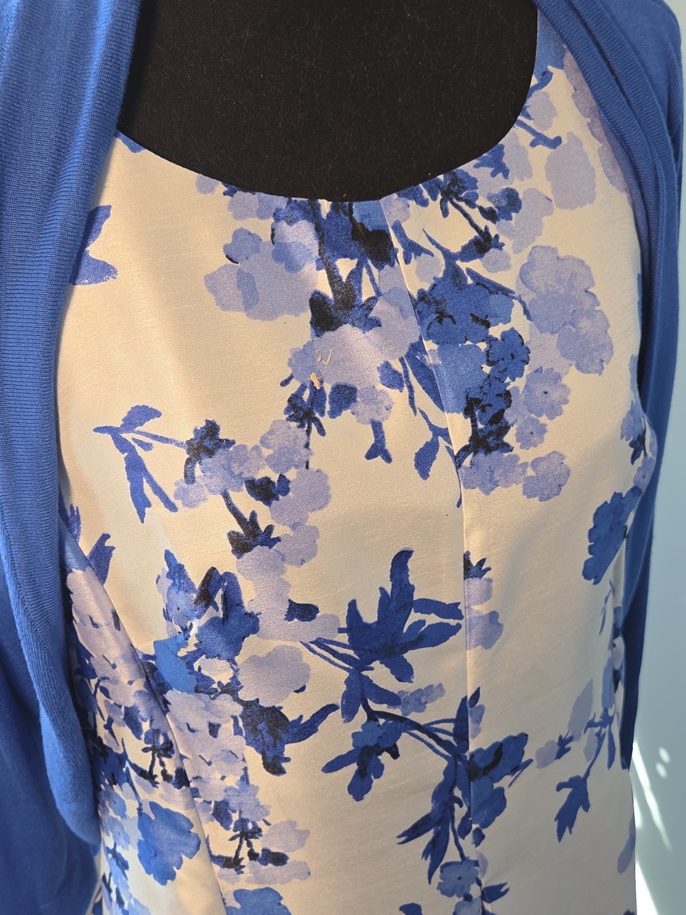 Jessica Howard White Dress with Blue Floral Print